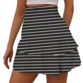 thumbnail image 3 of Annhoo Summer Short for Women Trendy Stripes Casual High Waisted Ruffle Hem Shorts Beach Pleated Skirt Shorts, 3 of 5