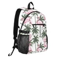 thumbnail image 2 of JIALIOU 14" Laptop Backpack Waterproof Airline Approved Stylish Casual Daypack for Travel Business College Work, Flamingos and Palm Trees, 2 of 8