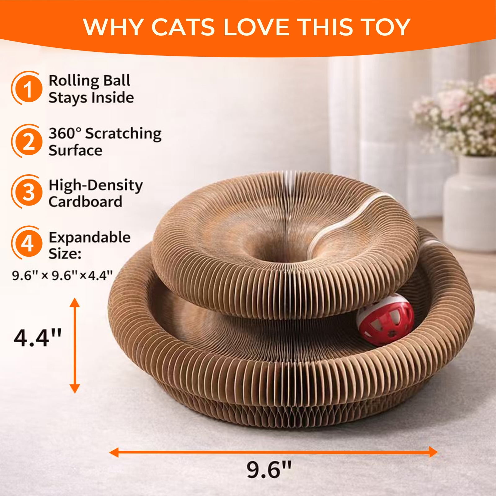 2 Pack Cat Toys Foldable Accordion Magic Organ Scratcher Board Ball Bell Track Interactive Features Multi Shape Deformable Design All Ages Indoor Play Furniture Protection Resting Bed For Cats