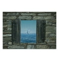 thumbnail image 3 of Nautical Cutting Board, Image of a Sailing Boat from Stone Window Narrow Perspective Idyllic Mediterranean, Decorative Tempered Glass Cutting and Serving Board, Small Size, Grey Blue, by Ambesonne, 3 of 5