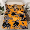 thumbnail image 2 of Feelyou Pixelated Blocks Miners Twin Sheet Sets, Orange Square Bedding, 3-Piece, 2 of 7