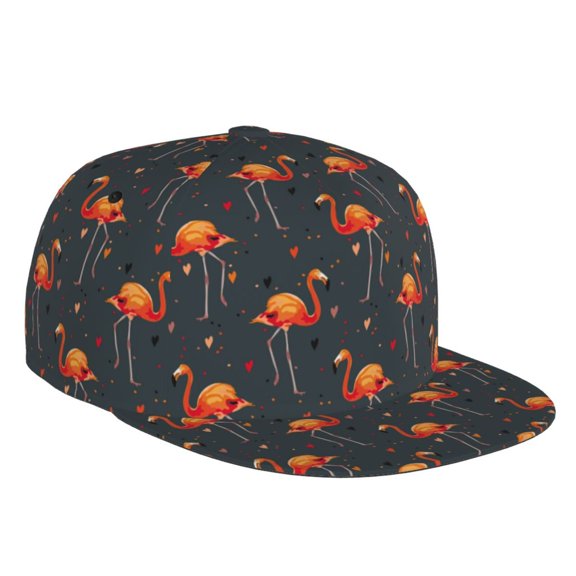 Flat Bill Trucker Hats for Women Men - Orange Bird Adjustable Flat Baseball Cap Snapback Hats Dad Hats for Men