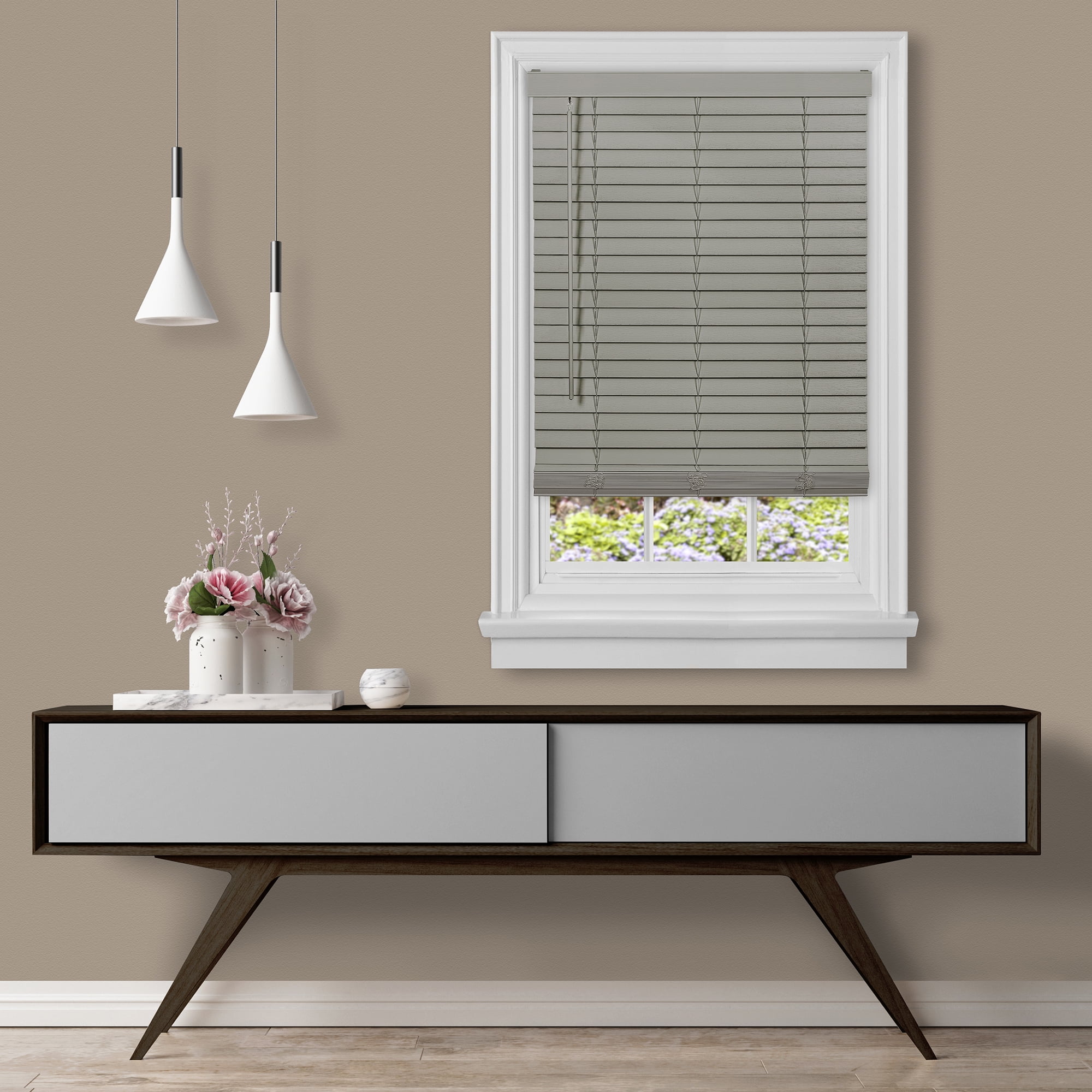 Achim GII Cordless Madera Falsa Faux Wood Room Darkening Window Plantation Blinds (Gray, 32" x 64")
