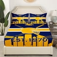 thumbnail image 3 of Ice Hockey Sheet Set King for Teen,Ice Hockey Bed Sheets Set for Adult,Hockey Player Sheets,Ice Hockey City Flat Fitted Sheet with 2 Pillowcases Microfiber(Buffalo),Blue, 3 of 5