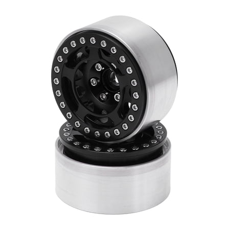 M Buder 2Pcs RC Wheel Hub Aluminum Alloy High Wear Resistance CNC Machining 2.2 inches / 56 mm Remote Control Car Wheel Hub Replacement Accessories Black for SCX10 TRX4 D90 Model