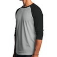 thumbnail image 4 of Men's Long Sleeve Round Neck Contrast Color Raglan Three Quarter Sleeve T-Shirt Top for Spring Fall Weekend Outfit,Gray,L, 4 of 8