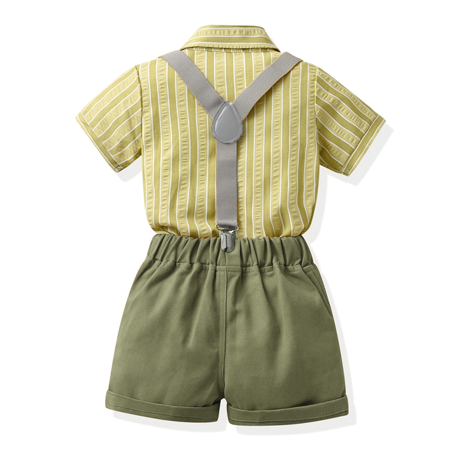 Toddler Clothes for Boys Bowtie Dress Shirt + Suspender Pants + Bowtie 3 Pieces Gentleman Wedding Outfit First Birthday Outfit for Toddler Boy 2-3 Years