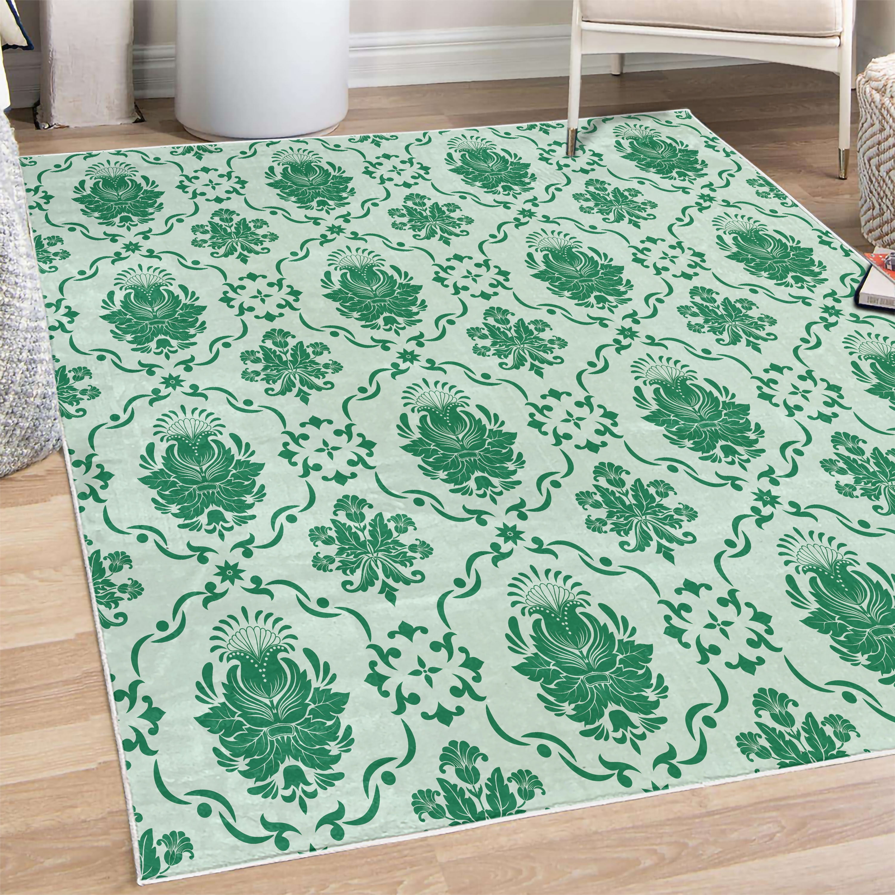 Floral Decorative Rug, Classic Victorian Floral Patterns Tulips ...
