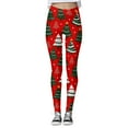 thumbnail image 4 of Fiaer black leggings woemn christmas tree plus size yoga pants slim fit trendy soft high waisted workout trousers Red XL, 4 of 5