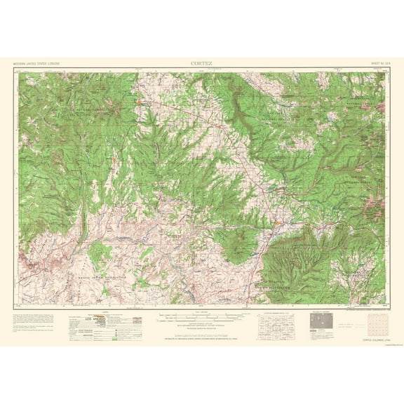 Topographical Map - Cortez Colorado Quad - USGS 1961 - Vintage Wall Art