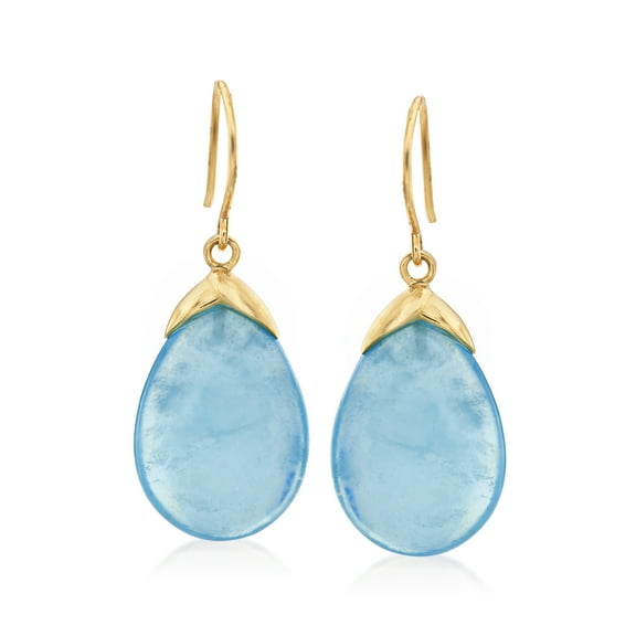 Ross-Simons 19.50 ct. t.w. Aquamarine Drop Earrings in 14kt Yellow Gold, Women's, Adult