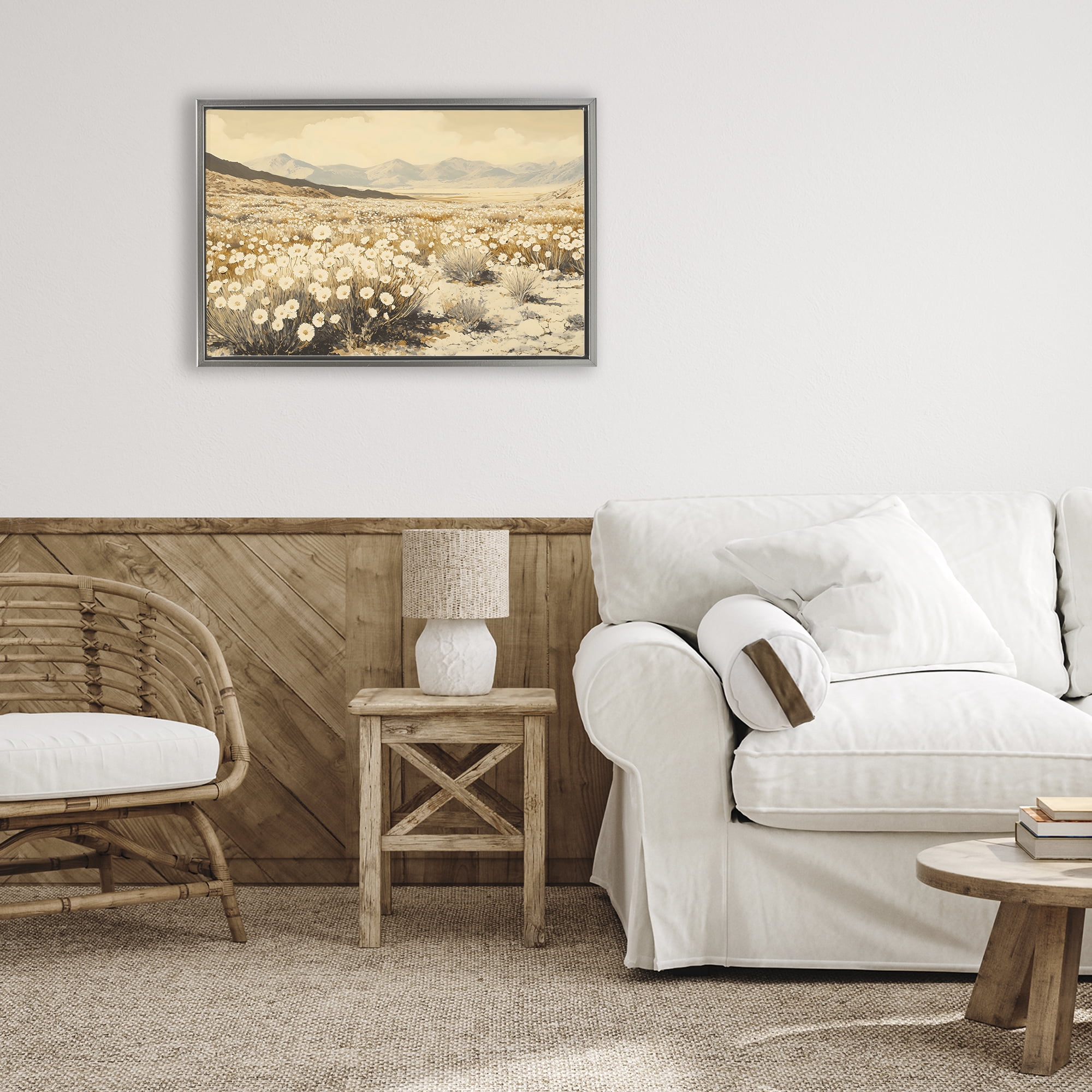 Stupell Industries Desert Wildflowers in Golden Valley Gray Framed Floater Canvas Wall Art, design by Franklyn Gregory