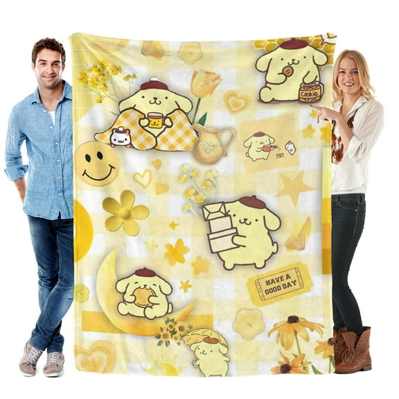 Pompompurin-Anti-Pilling Flannel Blanket Soft Lightweight Plush Fuzzy Cozy Luxury Blanket for Home and Kitchen Use – Perfect for Kids and Adults