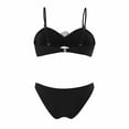 thumbnail image 5 of WREESH Womens Bikini Set Swimsuit Bikini Three-Dimensional Flower Swimsuit Swim Trunks Two-Piece Set Beach Bathing Suit Black, 5 of 8