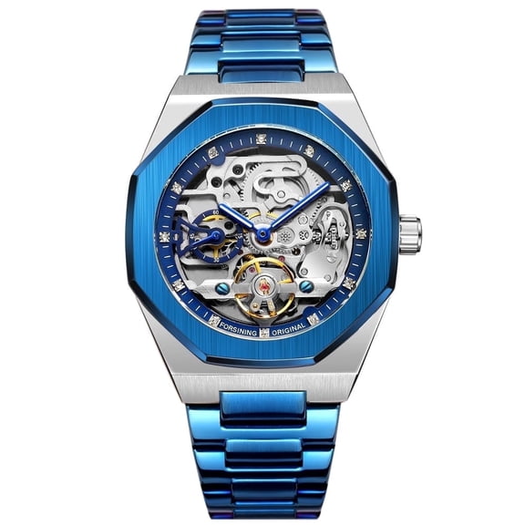Luxury Mens Mechanical Watch Automatic Selfwind AUTO Watches Waterproof Blue Stainless Steel Business Sports Male Wristwatch
