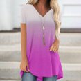 thumbnail image 2 of Camiseta informal de manga corta con estampado teñido anudado degradado para mujer Camiseta de manga corta con cuello en V para mujer OAVQHLG3B Store lin121212, 2 of 5