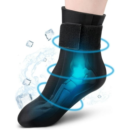 Ankle Foot Ice Pack Wrap for Injuries, Reusable Gel Cold Therapy Sock with Hot & Cold Therapy, Instant Pain Relief for Achilles Tendonitis, Plantar Fasciitis, Foot Heel (Pack of 1)