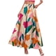 thumbnail image 2 of TaTaai Women's High Waist Boho Printed Maxi Skirt Elastic Waist A-Line Long Skirt with Ruffle Hem Pockets for Casual Daily Beach Vacation Gift, 2 of 9