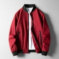 thumbnail image 2 of Fgnfyis Mens Coat Lightweight Zip up Slim Fit Windbreaker Track Jacket Spring Fall Pockets Mens Jackets Casual Stylish Red L, 2 of 4
