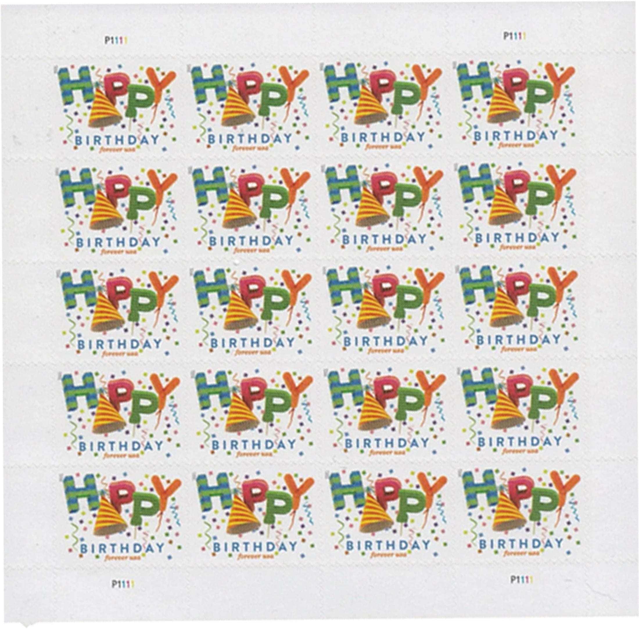 Happy Birthday USPS First Class Forever Postage Stamps 1 Sheet of 20