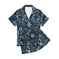 thumbnail image 5 of Cavosen Christmas Pajama Set Women Short Sleeve 2 Piece Xmas Cute Snowflake Print Nightwear Outfits with Pocket Button down Lapel Neck Tops Short Pants Pjs Soft Comfortable Sleepwear, 5 of 6