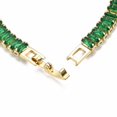 thumbnail image 3 of Gold-Tone Brass Cubic Zirconia Link Chain Smooth Tennis Bracelet Sea Green T166, 3 of 5