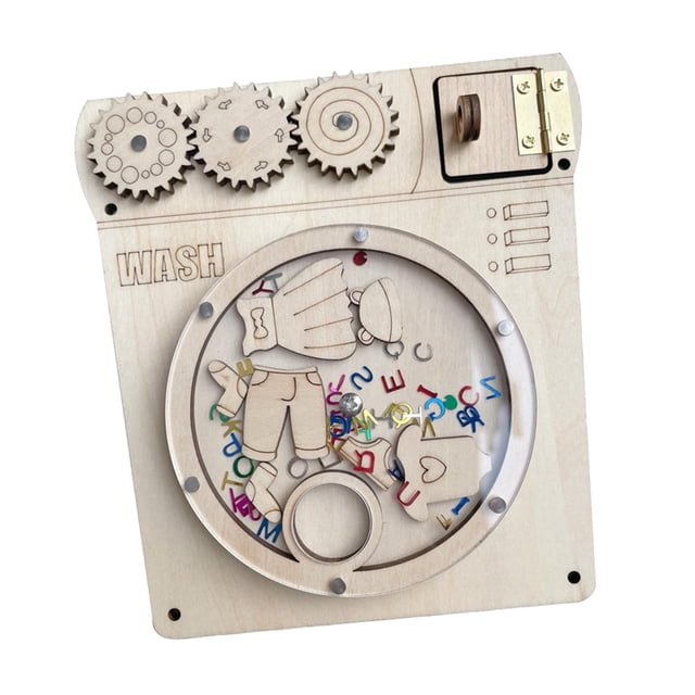lionlar Kids Busy Board DIY Accessories Basic Skill Learning Sensory Toy Activity Center Wash Machine Sequin