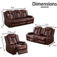 thumbnail image 2 of Matte Leather Power Recliner Sofa Set with LED, Living Room Furniture Set,Sanded Leather Sofa Set with USB Port/Storage Console/Cup Holder for Living Room Home Office (Blueish Grey), 2 of 5