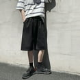 thumbnail image 3 of sunsanly Men Sport Shorts Loose Straight Wide Leg Drawstring Elastic Waist Soft Breathable Solid Color Gym Traning Jogging Sweatpants Knee Length Trousers, 3 of 7