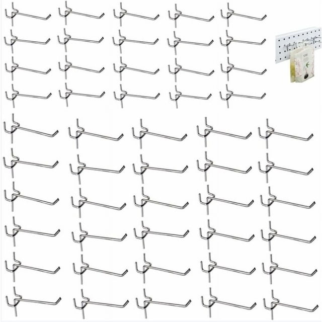 Gancho de pared perforado de 50 piezas, pared perforada de un solo gancho, ganchos para tablero perforado, gancho para accesorios de pared perforado, 3,2 mm, 5 cm/10 cm