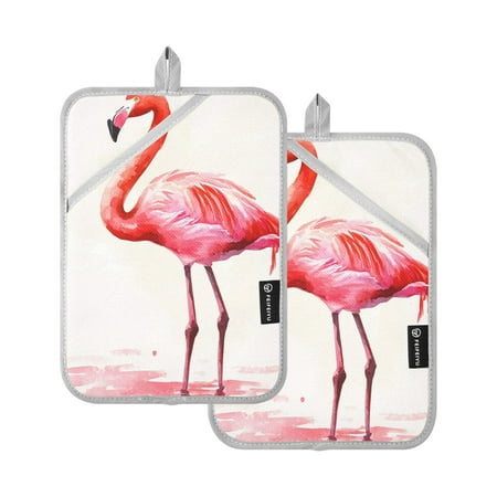

Fire Red Bird Watercolor Oven Mitts Pot Holders 2 pcs Heat Resistant for Kitchen Baking Grilling