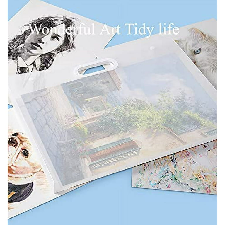 Plastic Art Portfolio, Large Art Portfolio with Handles,Waterproof  Portfolio Folder for Artwork, Arts Storage Case for Drawing Sketch  Photography Poster 