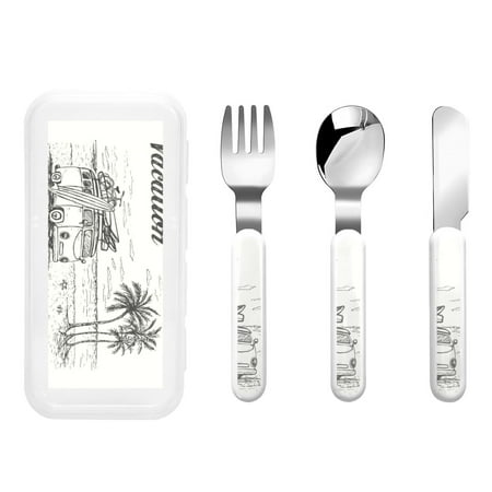 

Haiem Summer Vacation Scene With Camping Van for Stainless Steel Kids Silverware Set - Children’s Utensil Set - Children s Knife Fork And Spoon Set - Metal Kids Cutlery Set