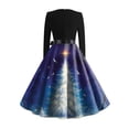 thumbnail image 4 of Women's Fashionable and Elegant Winter Long-sleeved Christmas Tree Print Dress for Holiday Parties and Casual Wear, Stylish Women's Seasonal Dress,Blue,2XL, 4 of 4