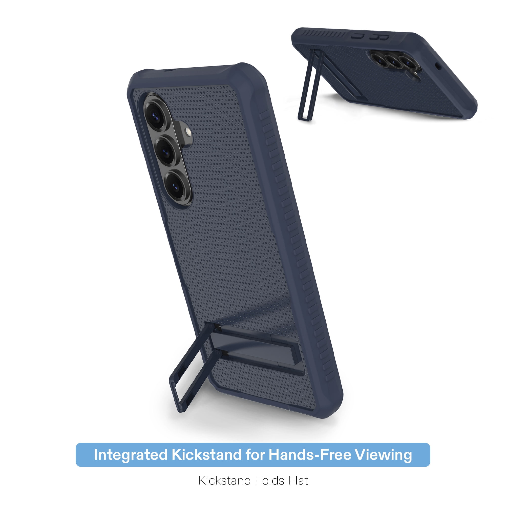 onn Magnetic Compatible Rugged Phone Case with Kickstand for Samsung Galaxy S26 - Navy Blue