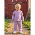 thumbnail image 5 of RUINIXCW Toddler Girls 2 Piece Outfits Adorable Solid Color Long Sleeve Crew Neck Tops and Elastic Waist Pants Set, 5 of 7