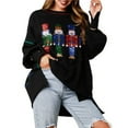 thumbnail image 1 of Sudadera con Lentejuelas de Cascanueces para Mujer, Sudadera Holgada Navideña de Larga con Cuello Redondo Negro L, 1 of 7