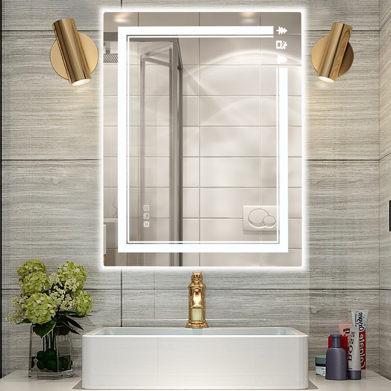 Ktaxon LED Bathroom Mirror, Wall Mirror Hanging Vanity Mirror with ...