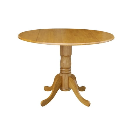International Concepts 42 Round Dual Drop Leaf Pedestal Table Oak International Concepts 42 Round Dual Drop Leaf Pedestal Table