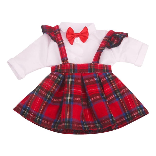 Para muñeca americana de 18 pulgada , camisa, traje, traje de muñeca, suave Luz roja Sunnimix Falda a cuadros de muñeca estadounidense de 18 pulgadas