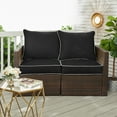 thumbnail image 4 of Sunbrella Sorra Home  Outdoor Loveseat Pillow and Cushion Set 23 in W x 27 in D x 5 in H - Canvas Natural Black, 4 of 5