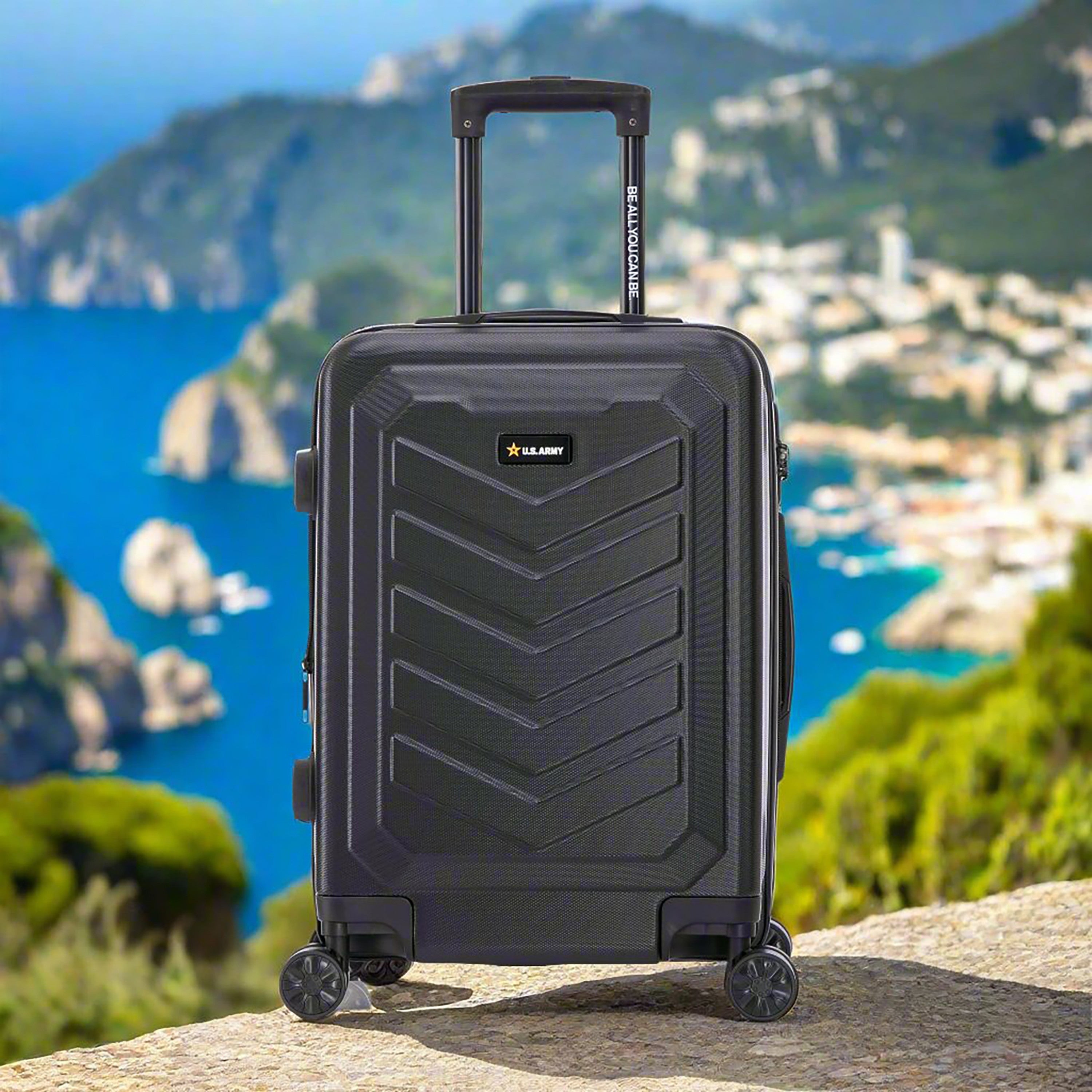 US ARMY FOX PRO 20" Expandable Carry-On Suitcase with TSA Lock Black