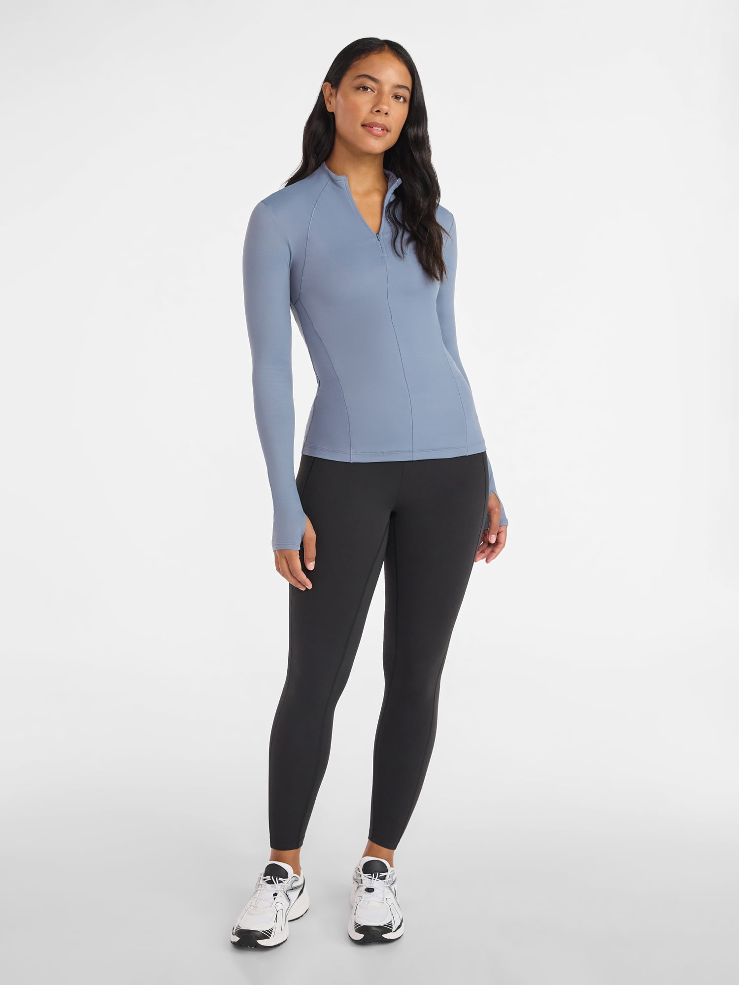 Avia Women's and Women's Plus SoftSculpt Quarter Zip Long Sleeve Top, Sizes XS-4X