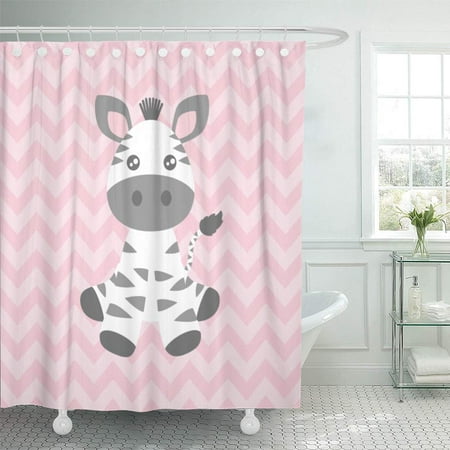Suttom Kawaii Cute Baby Zebra Shower, Zebra Shower Curtain