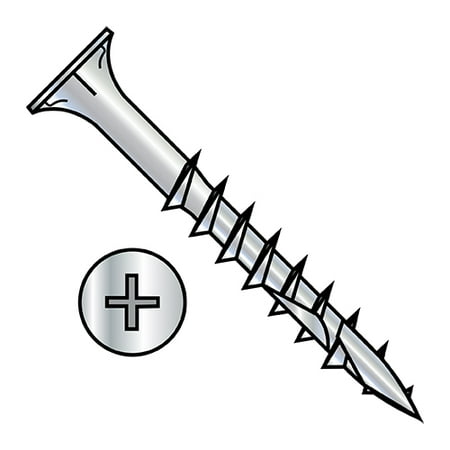 

8-9X1 1/4 Phillips Flat w/Nibs Coarse Thread Wood Screw 2 Type 17 2/3 Thread Zinc (Pack Qty 5 000) BC-0820DPF217D