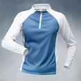 thumbnail image 2 of Men's Half Zip Long Sleeve T-Shirt Sport Track Top Quick Dry Breathable Athletic Training Gear Moisture Wicking Running Fitness Gym Workout Casual | Zenithor,Blue L, 2 of 7