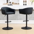 thumbnail image 3 of FIRAVOE Bar Stools with Back Set of 2 (19.7" Large Base) Swivel Counter Height Bar Stools (3.1" Thick Upholstered Seat) Adjustable Faux Leather Barstools Bar Chairs for Kitchen Island, Black, 3 of 10
