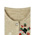 thumbnail image 3 of FOCUSNORM Women Christmas Knit Cardigan Long Sleeve Button Closure Embroidery Snowman Tree Casual Sweater, 3 of 9