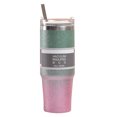thumbnail image 1 of Taza de aislamiento de paja de 30 oz, termo de vacío para taza de coche con pintura de diamante (verde púrpura) Tmvgtek Para Estrenar, 1 of 9