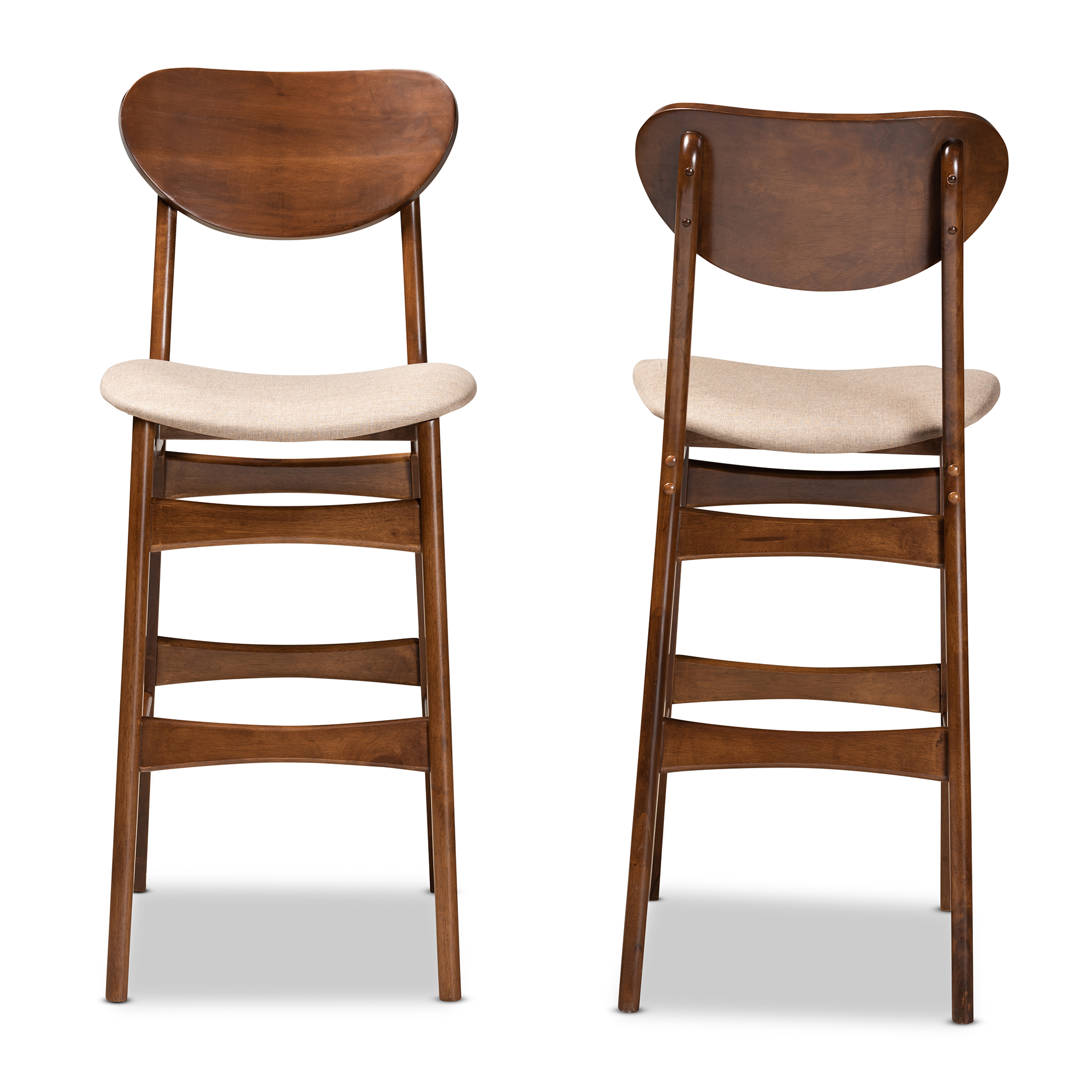 Baxton Studio Katya Bar Stool, Sand, Set of 2